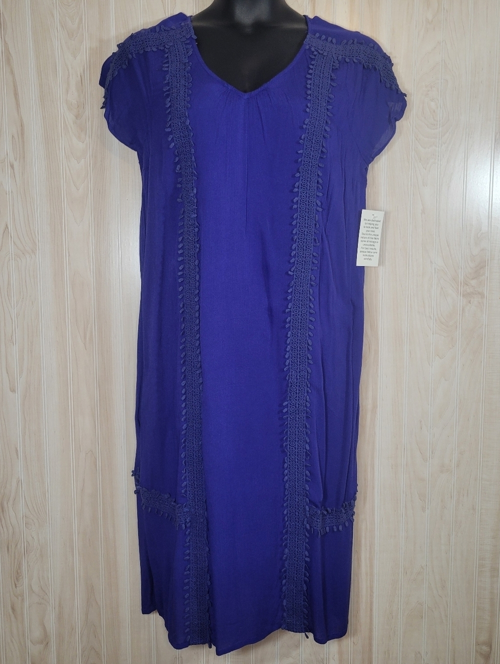 NWT Ellos Blue Lace Boho Dress Sz 12